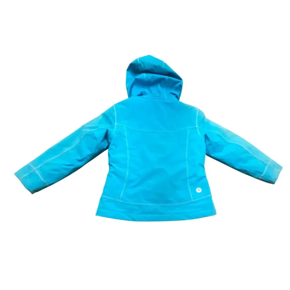 Marmot Girls Gravity Jacket Small Blue Hooded Insulated Ski Snow Coat Waterproof